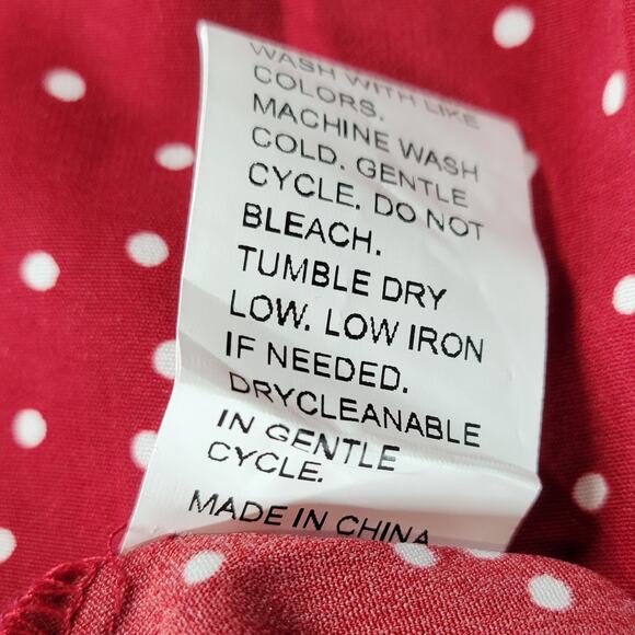 Shein Curve Womens Skirt 1XL Red White Polka Dot A Line Holiday Christmas Pleats - Picture 14 of 14